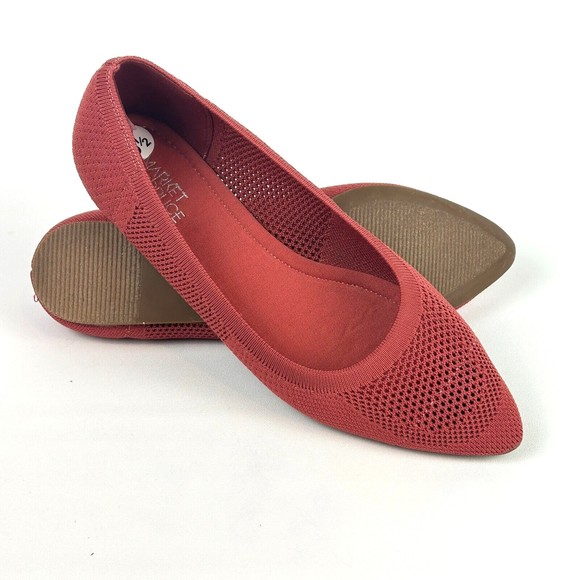 Market & Spruce Point Toe Flat Knit Slip On Shoes Terra Cotta US 8.5 NEW - Picture 1 of 10